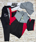 CONJUNTO NIKE TECH - PRETO/CINZA/VERMELHO