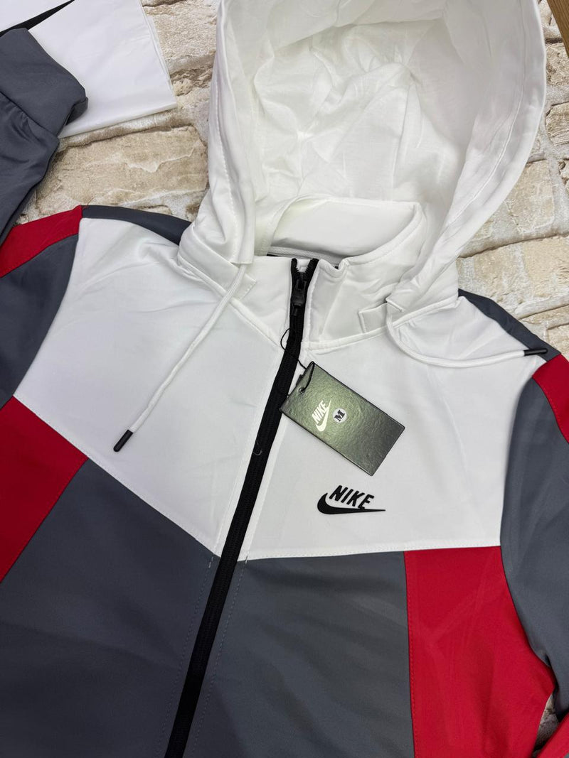 CONJUNTO NIKE TECH - CINZA/BRANCO/VERMELHO